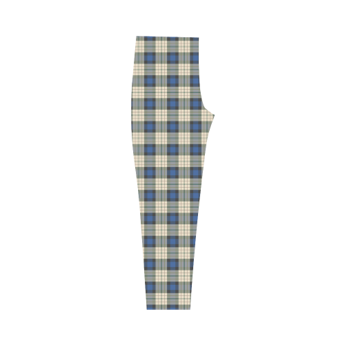 Classic Tartan Squares Fabric - blue beige Capri Legging (Model L02)