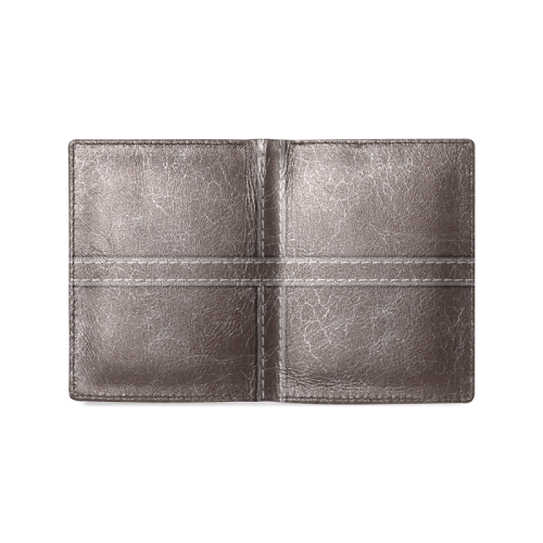 Brown Crackling Pattern with Stitching Men's Leather Wallet (Model 1612)