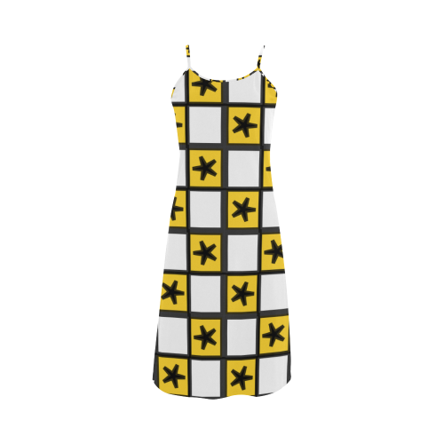 Stars in black and yellow Alcestis Slip Dress (Model D05)
