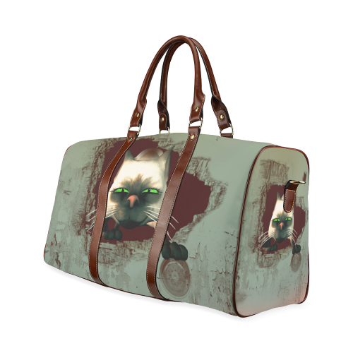 Funny, cute cartoon cat Waterproof Travel Bag/Large (Model 1639)