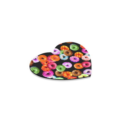 Colorful Yummy DONUTS pattern Heart Coaster