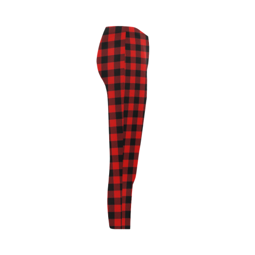 LUMBERJACK Squares Fabric - red black Capri Legging (Model L02)