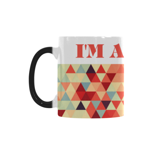 Modern Hipster TRINAGLES pattern red blue beige + I'M A HIPSTER Custom Morphing Mug