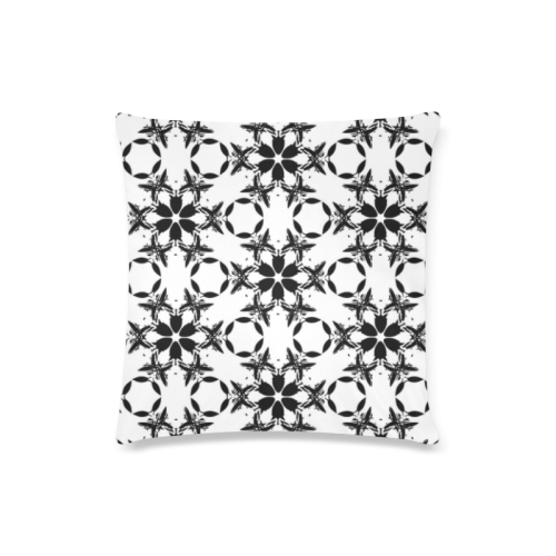Black and White Floral Throw Pillow Custom Zippered Pillow Case 16"x16"(Twin Sides)