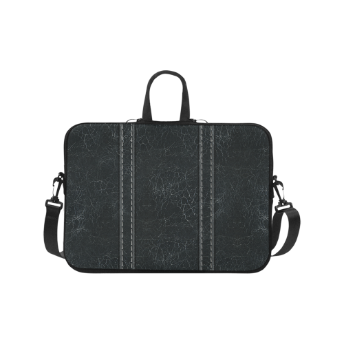 Black  Crackling With Stitching Laptop Handbags 17"