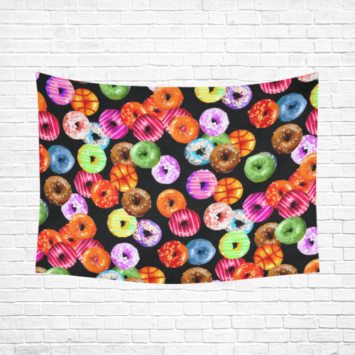 Colorful Yummy DONUTS pattern Cotton Linen Wall Tapestry 80"x 60"