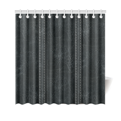 Black  Crackling With Stitching Shower Curtain 69"x70"