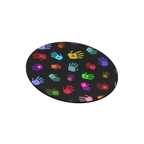 Multicolored HANDS with HEARTS love pattern Round Mousepad