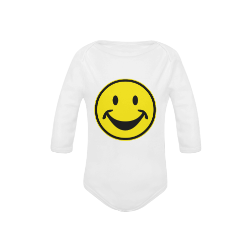 Funny yellow SMILEY for happy people Baby Powder Organic Long Sleeve One Piece (Model T27)