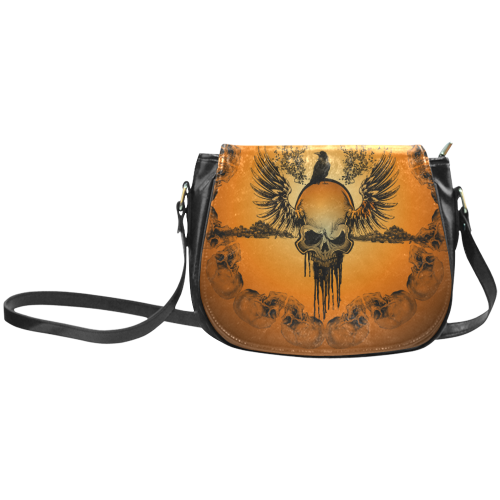 Amazing skull with crow Classic Saddle Bag/Large (Model 1648)