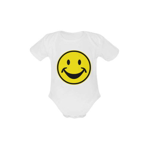 Funny yellow SMILEY for happy people Baby Powder Organic Short Sleeve One Piece (Model T28)