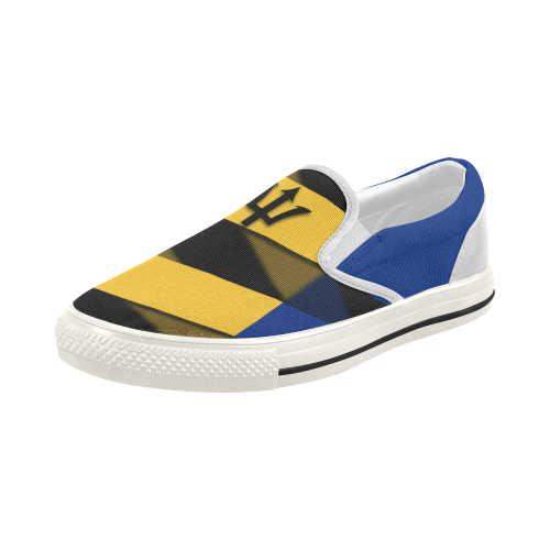 The Flag of Barbados Women's Slip-on Canvas Shoes (Model 019)