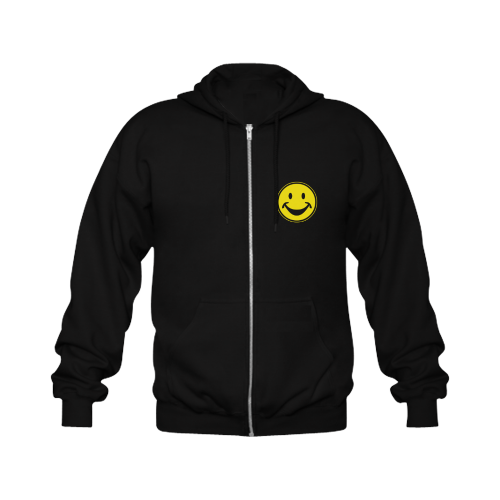 Funny yellow SMILEY for happy people Gildan Full Zip Hooded Sweatshirt (Model H02)