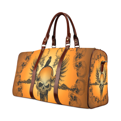 Amazing skull with crow Waterproof Travel Bag/Small (Model 1639)