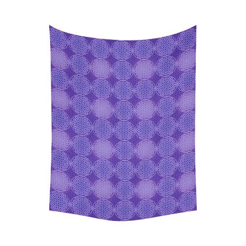 FLOWER OF LIFE stamp pattern purple violet Cotton Linen Wall Tapestry 80"x 60"