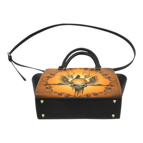 Amazing skull with crow Classic Shoulder Handbag (Model 1653)