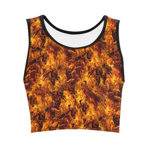 Flaming Fire Pattern Women's Crop Top (Model T42)