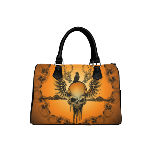 Amazing skull with crow Boston Handbag (Model 1621)