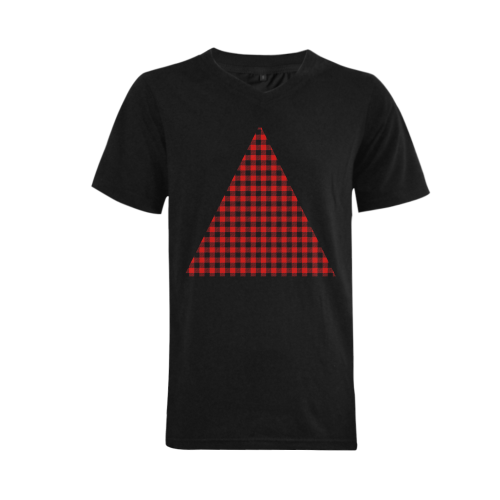 LUMBERJACK Squares Fabric - red black Men's V-Neck T-shirt (USA Size) (Model T10)