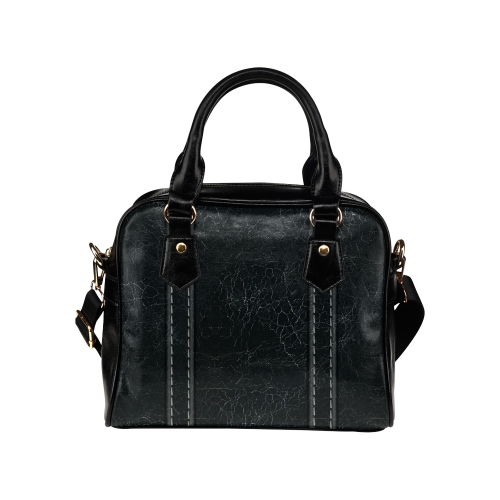 Black  Crackling With Stitching Shoulder Handbag (Model 1634)