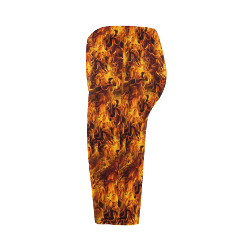 Flaming Fire Pattern Hestia Cropped Leggings (Model L03)