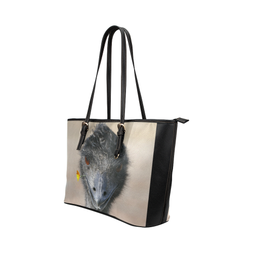 Happy Emu Leather Tote Bag/Large (Model 1651)