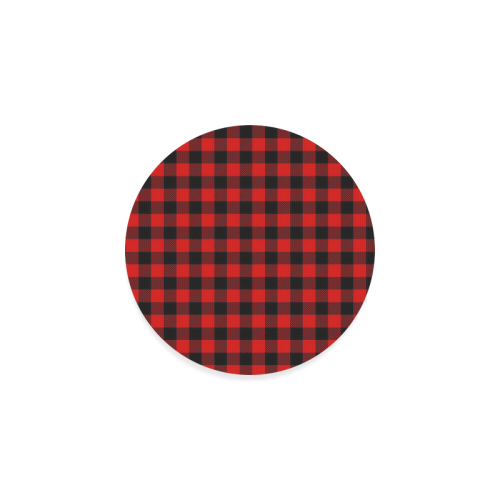 LUMBERJACK Squares Fabric - red black Round Coaster