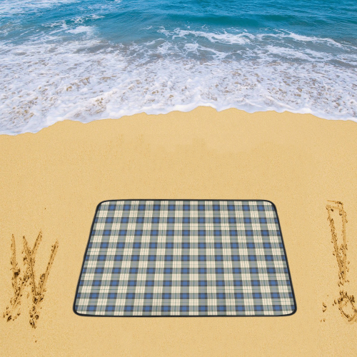 Classic Tartan Squares Fabric - blue beige Beach Mat 78"x 60"