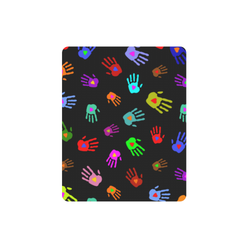 Multicolored HANDS with HEARTS love pattern Rectangle Mousepad