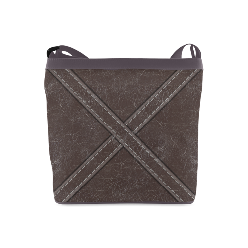 Brown Crackling Pattern 'X' Stitching Crossbody Bags (Model 1613)
