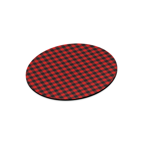 LUMBERJACK Squares Fabric - red black Round Mousepad