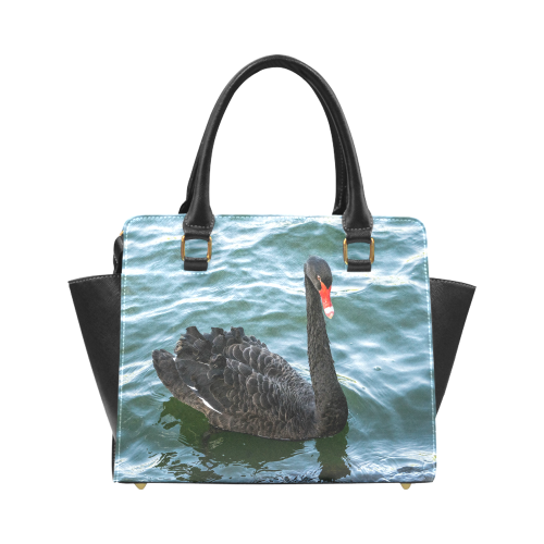 Peaceful Black Swan Rivet Shoulder Handbag (Model 1645)