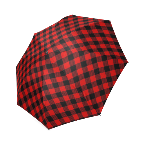 LUMBERJACK Squares Fabric - red black Foldable Umbrella (Model U01)