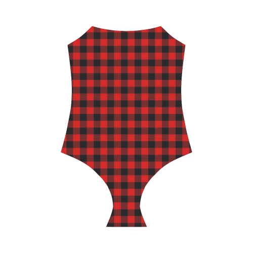 LUMBERJACK Squares Fabric - red black Strap Swimsuit ( Model S05)