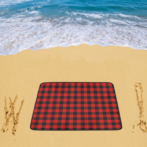 LUMBERJACK Squares Fabric - red black Beach Mat 78"x 60"