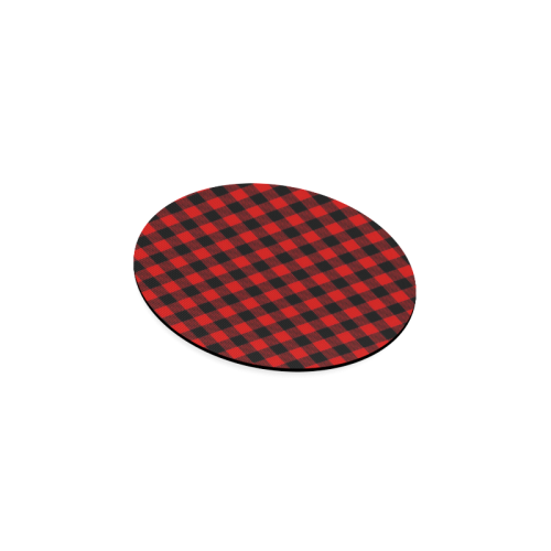 LUMBERJACK Squares Fabric - red black Round Coaster