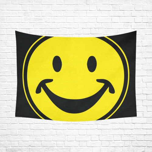 Funny yellow SMILEY for happy people Cotton Linen Wall Tapestry 80"x 60"