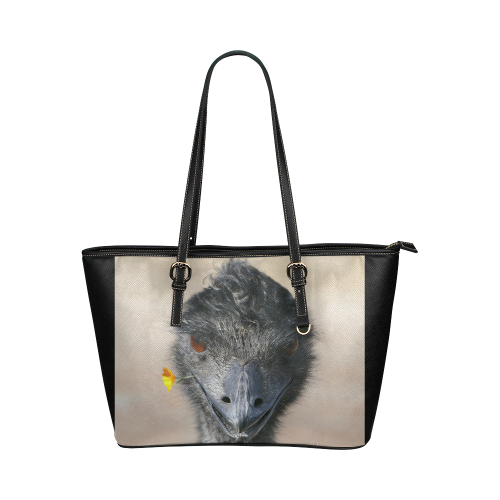 Happy Emu Leather Tote Bag/Large (Model 1651)