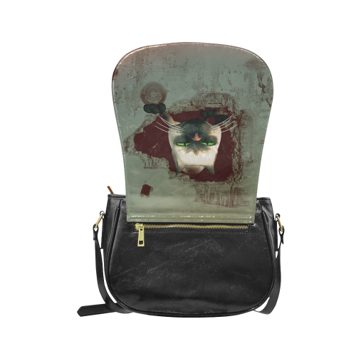 Funny, cute cartoon cat Classic Saddle Bag/Large (Model 1648)