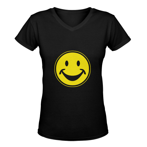 Funny yellow SMILEY for happy people Women's Deep V-neck T-shirt (Model T19)