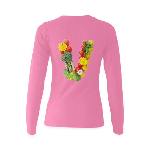 Vegan Fruits Vegetables Think Green Veganism Sunny Women's T-shirt (long-sleeve) (Model T07)