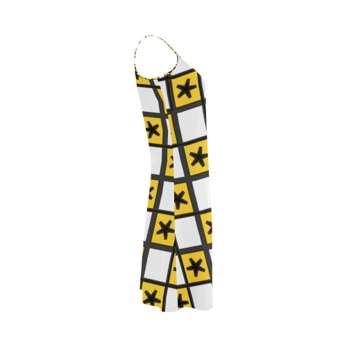 Stars in black and yellow Alcestis Slip Dress (Model D05)