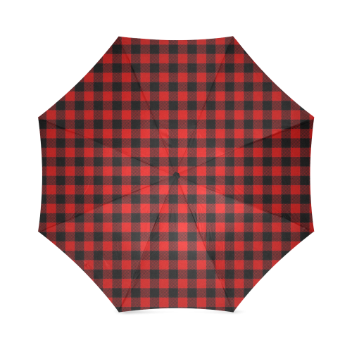 LUMBERJACK Squares Fabric - red black Foldable Umbrella (Model U01)