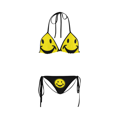 Funny yellow SMILEY for happy people Custom Bikini Swimsuit