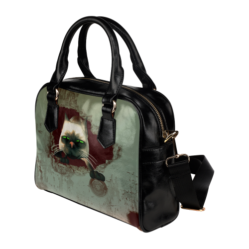 Funny, cute cartoon cat Shoulder Handbag (Model 1634)