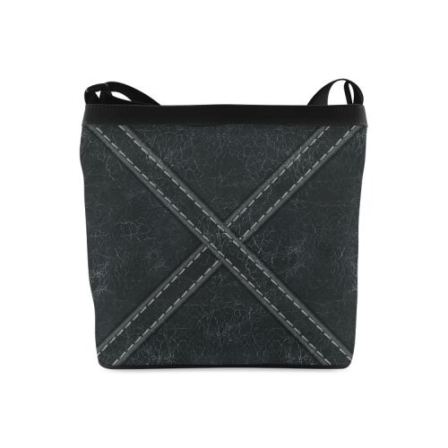 Black Crackling with 'X' Stitching Crossbody Bags (Model 1613)