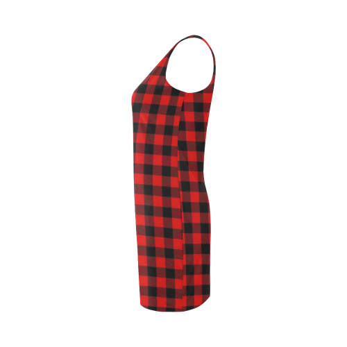 LUMBERJACK Squares Fabric - red black Medea Vest Dress (Model D06)