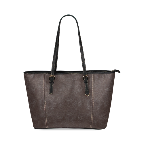 Brown Crackling Pattern Leather Tote Bag/Large (Model 1640)