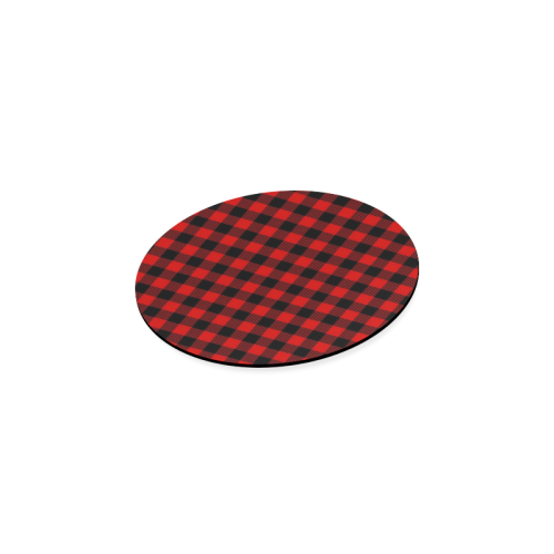 LUMBERJACK Squares Fabric - red black Round Coaster