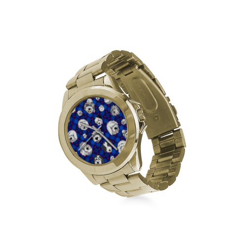 Blue diagonal,sheepie heads. Custom Gilt Watch(Model 101)